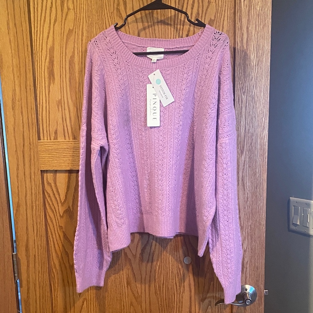 Pinque Basel Long Sleeve Poine Lilac Rose Sweater XL NWT